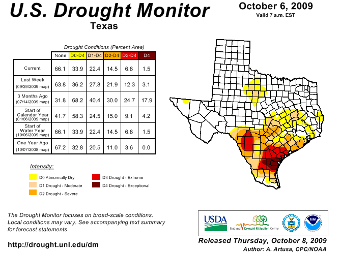 Texas drought map